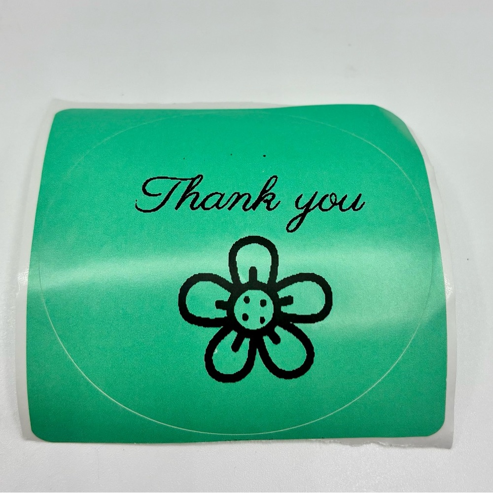 (50) Green Thank You Stickers